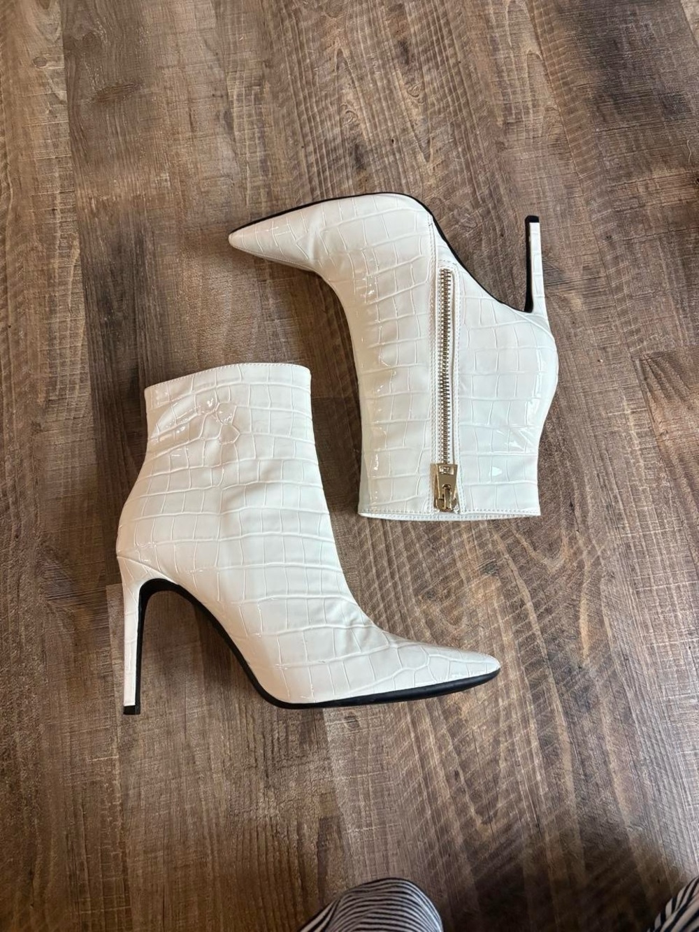INC International Concepts White Croc-Embossed Stiletto Ankle Boots